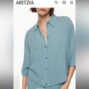 Aritzia babaton carrington blouse, slate blue 2XS